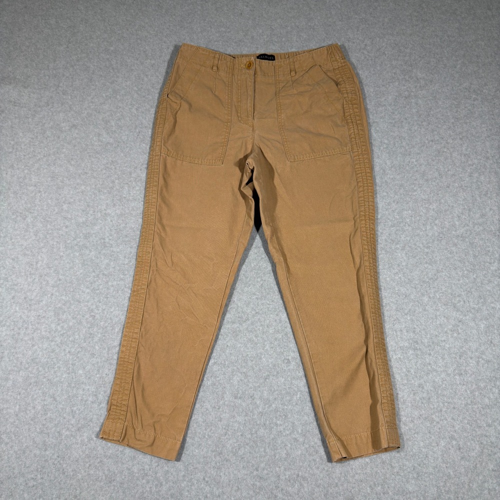 Talbots Slim Cargo Pant 4P Tan Khaki Utility Trousers Cropped Business Casual
